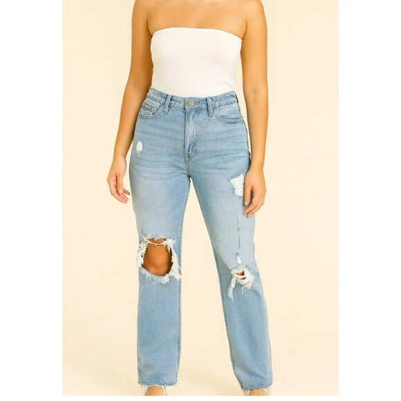 YMI jeans Dream authentic denim wide leg raw hem distressed SZ 3 26" pants - Picture 1 of 8